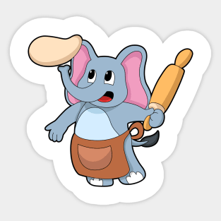 Elephant as Cook with Rolling pin & Dough Sticker